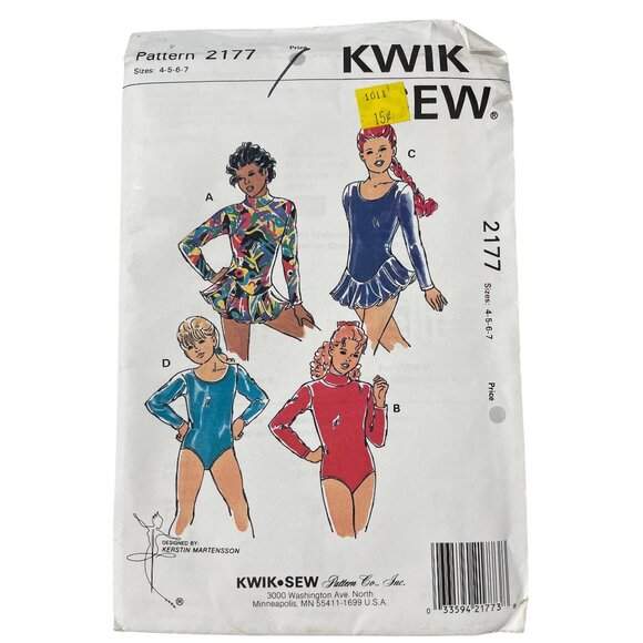 Kwik Sew 2177 Sewing Pattern Sizes 4-5-6-7 Girls Leotard Two Way Stretch NEW - Picture 1 of 7